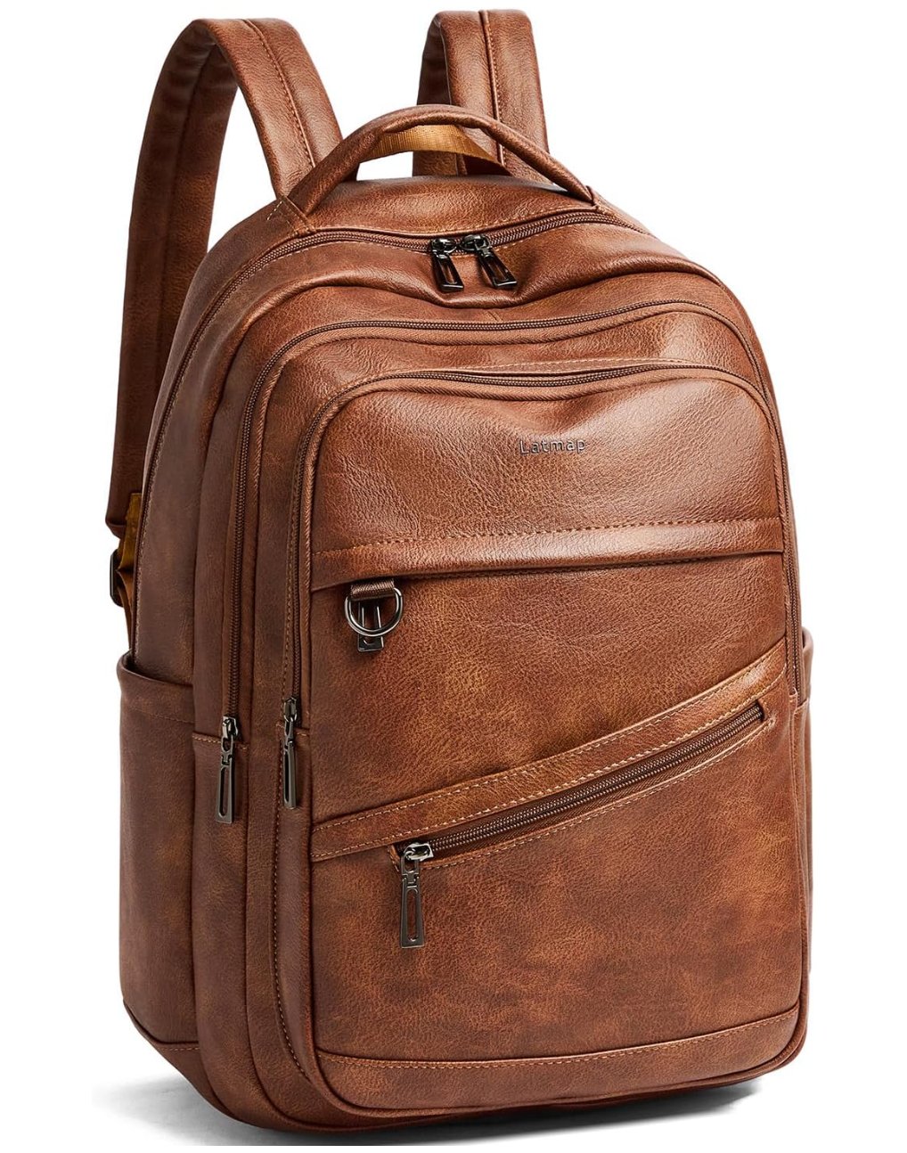 Leather travel backpack
